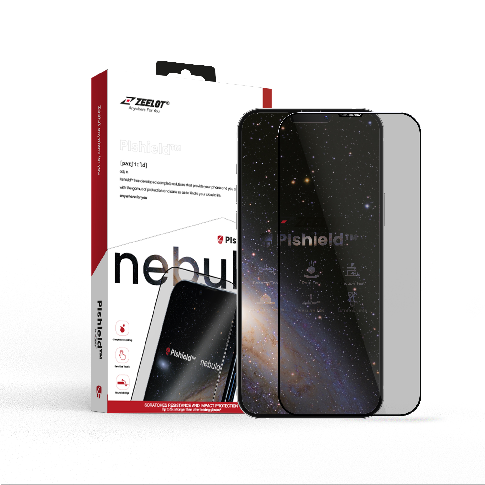 Cường lực dán chống nhìn trộm ZEELOT PISHIELD NEBULA có viền đen iPhone 13 PRO MAX